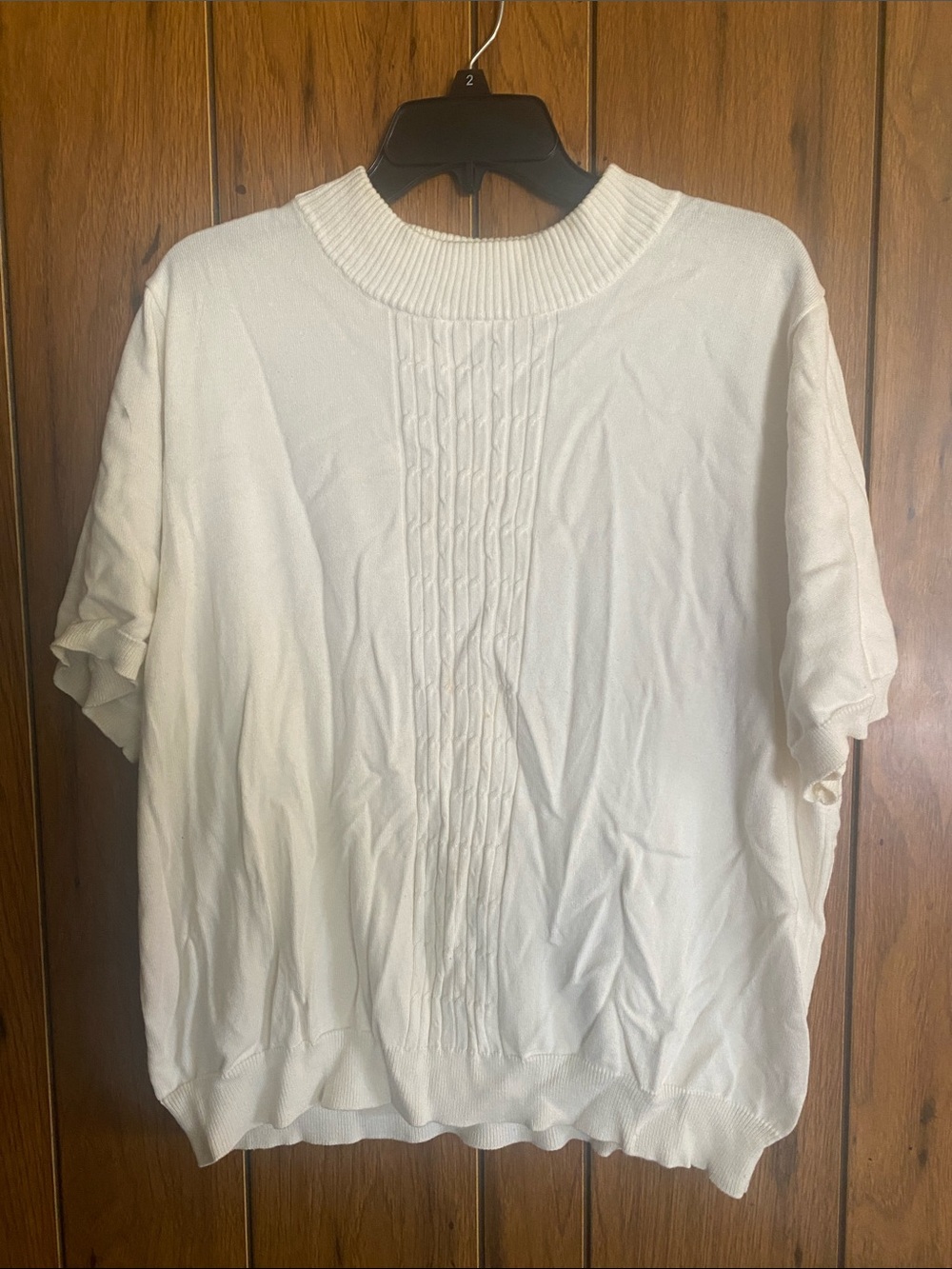 BonWorth Cream Ribbed Crewneck Knit Top